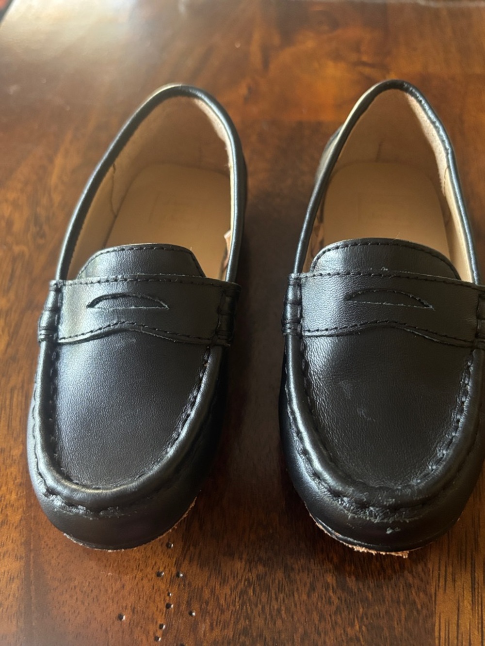Janie and Jack Black Leather Loafers